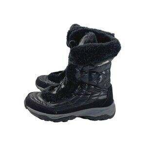 The North Face Girl's Black Nuptse Fur II Puff Mid-Calf Winter Snow Boots Size 6